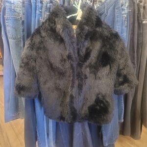 Y2K Costa Blanca Black Faux Fur Jacket | Leopard Lined Vintage Coat | Size 8